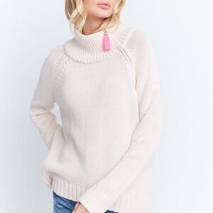 Anthropologie Lisa Todd Starlight star mock neck sweater Size XS creamy